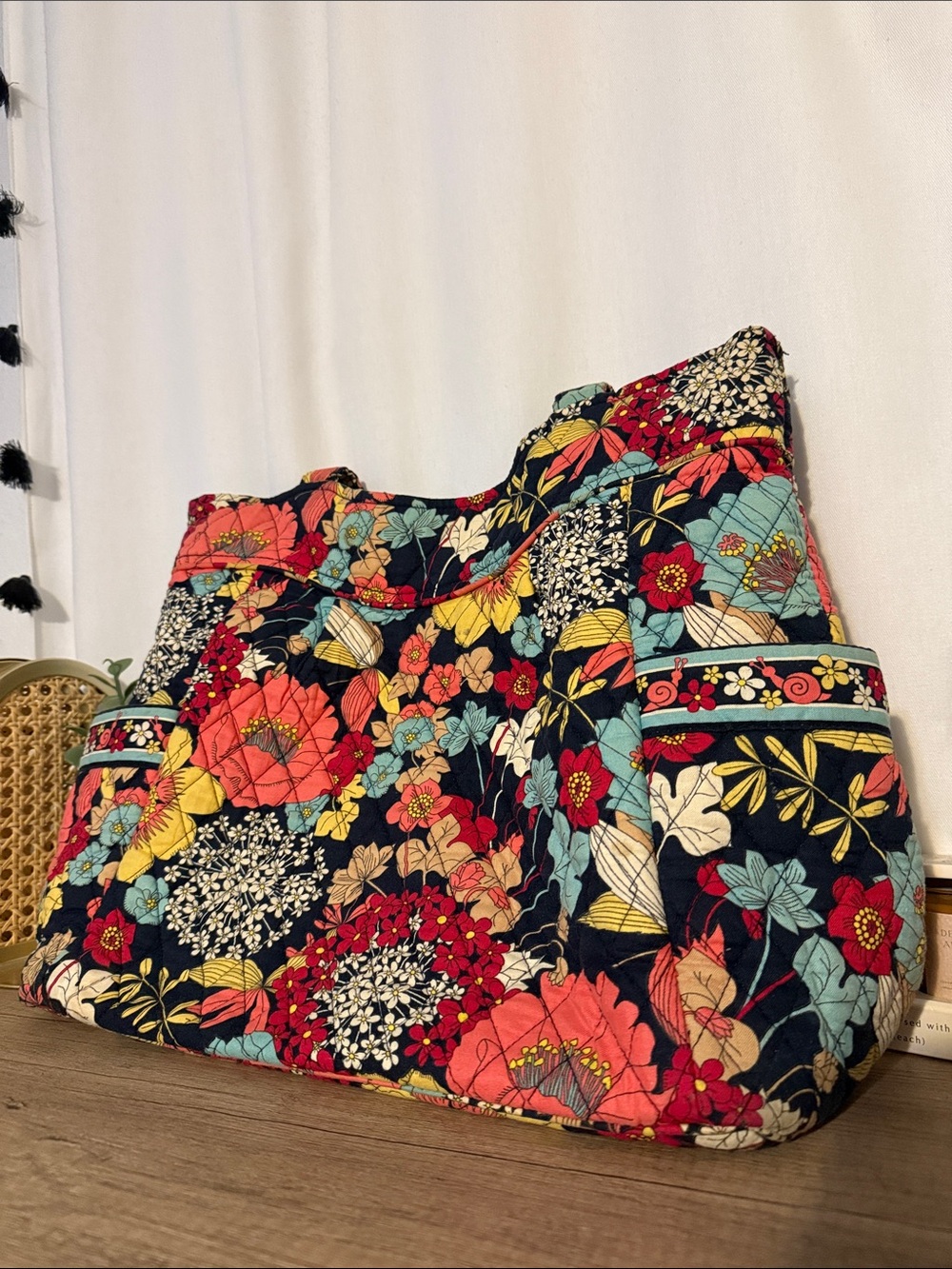 Vera Bradley Quilted Floral Tote Bag HAPPY SNAILS pattern